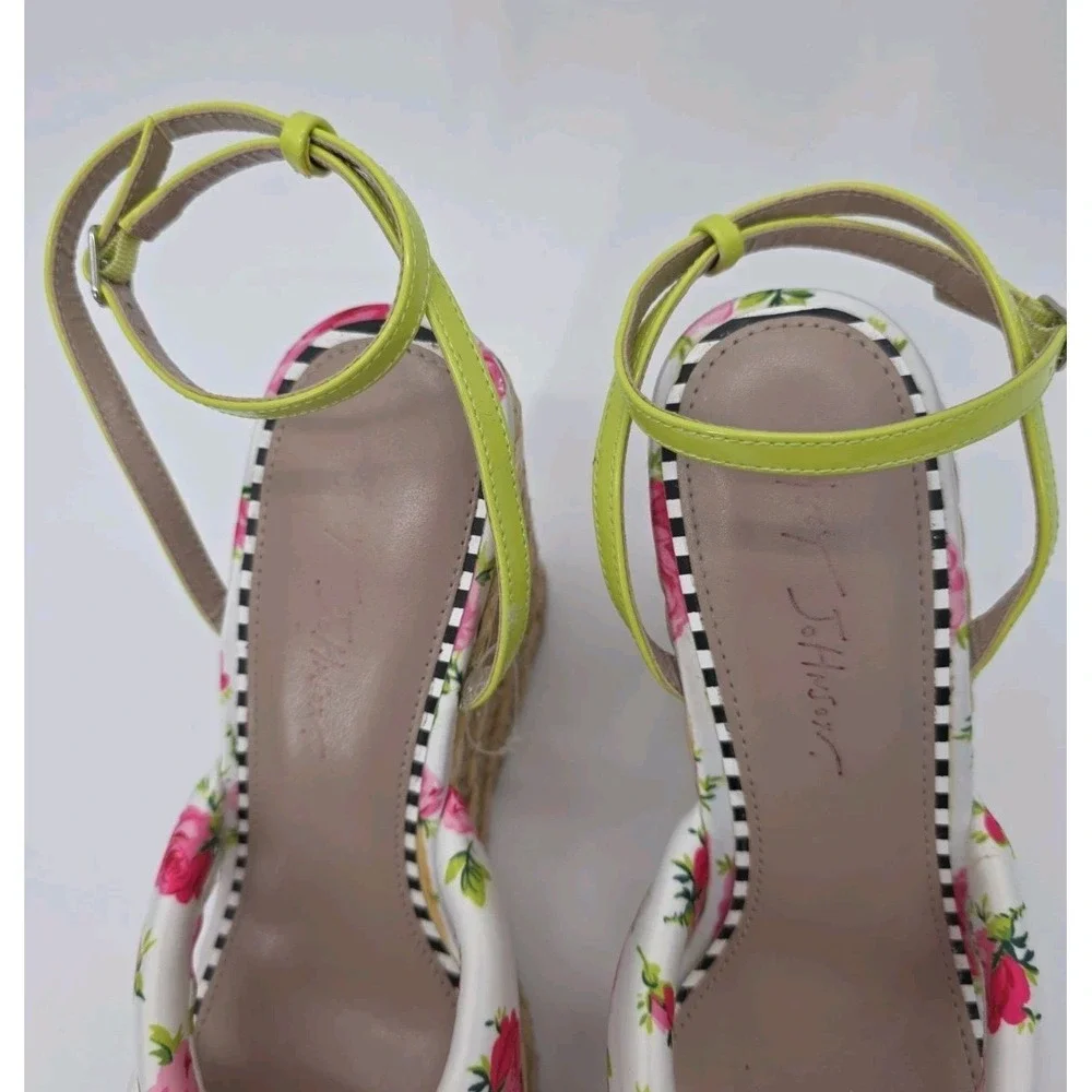 Betsey Johnson Floral Rose Satin Bow Espadrille Wedge Sandals Size 11